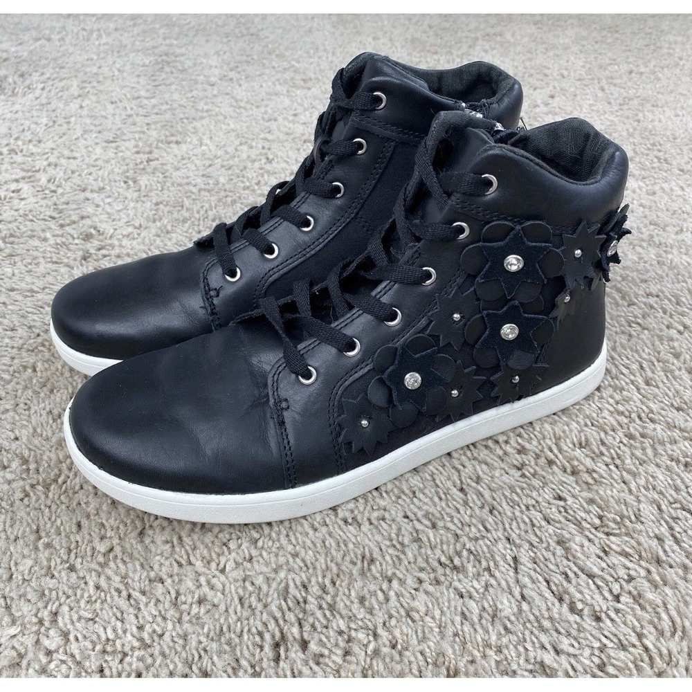 UGG High Top Sneakers Womens Size 6 Schyler Leather Bootie Flower Embellished